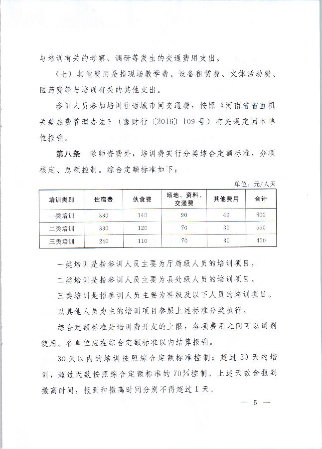 河南省财政厅 中共河南省委组织部 河南省公务员局关于印发《河南省省直机关培训费管理办法》的通知（豫财行〔2017〕46号）_页面_05.jpg